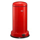 Wesco Baseboy Abfallsammler aus Edelstahl in der Farbe Rot mit einem Volumen von 20 Litern - Mit Fußtritt, 38 x 38 x cm