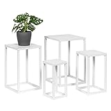 bremermann Blumenhocker 4er-Set, Metall-Blumenständer, Blumensäule (Weiß)