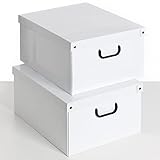 KANGURU Aufbewahrungsboxen aus Karton, Geschenkboxen aus pappe mit deckel 40x50x25cm WEISS WEISS GROSS , 2 Stück (1er Pack )