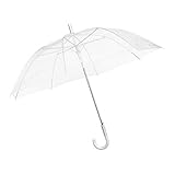 Durchsichtiger Regenschirm transparent, weißer Stockschirm Ø 100 cm; Eleganter Regenschirm in transparent - Das Fashion-Highlight (1x, Stockschirm)
