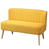 HOMCOM 2-Sitzer Stoffsofa Polstersofa Sitzmöbel Loungesofa Holz Schaumstoff Gelb 117 x 56,5 x 77 cm