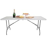 hjh OFFICE Campingtisch klappbar 152x70 cm Easy UP Multi II mit Tragegriff Klapptisch für 6 Personen Weiß, 830053
