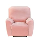 KNVSS Samt Ruhesessel bezüge, Sofa Schonbezüge Spandex Plüsch Möbelbezug Deluxe Lounge Bezug, Komplett Sesselschoner, Anti-Rutsch-High Stretch Relaxsessel bezüge (Rosa)