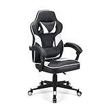 play haha. Gaming Stuhl Bürostuhl Drehstuhl Computerstuhl Arbeitsstuhl Schreibtischstuhl Ergonomischer Stuhl Rennstuhl Lederstuhl PC Gaming Stuhl (Weiß)