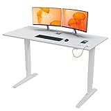 ATLASIO Höhenverstellbarer Schreibtisch 140x65 -Schreibtisch Höhenverstellbar Elektrisch mit Wireless Charger, Touch Pad, USB-A & USB-C - Stehschreibtisch mit Sitz-Steh Erinnerung & Speicherfunktion