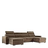 MKS Meble Ecksofa Wohnzimmer - Wohnlandschaft - U-Form Couch mit Schlaffunktion - Bettsofa - Wohnzimmer U Couch - Polstersofa mit Bettkasten - Fox U Hellbraun