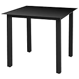 RAUGAJ Gartentisch schwarz 80x80x74 cm Aluminium und Glas, Artikelfarbe: Schwarz