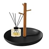 JPSDOWS Schlüsselbrett aus Holz, Schlüsselbrett mit 3 Organizern, Ablagefach aus Holz, Parfüm-Tablett für Kommode, Schlüsselhalter, Ringe, Geldbörse, Schmuck