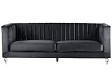 Beliani 3-Sitzer Sofa Samtstoff schwarz modern Arvika