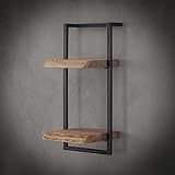 Ringo-Living Vintage Wandregal Holz mit Metall, Deko Holzregal Industrial Regal, Tv Wandregal hängend, Wanddeko Wohnzimmer, Schlafzimmer, Esszimmer, Bücherregal Wand für Bücher, Bilder, Deko