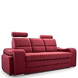 MKS MEBLE Praktisch Schlafsofa - Sofa mit Schlaffunktion und Bettkasten - Bettsofa Polstersofa Couch - Wohnzimmer Sofa mit Holzbeinen mit Zwei Hocker - Wenus Rotwein