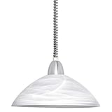EGLO Pendelleuchte Lord 2, 1 flammige Hängelampe höhenverstellbar, Pendellampe klassisch, Wohnzimmerlampe hängend aus Metall in Nickel-Matt und Alabaster-Glas in Silber, Nickel-matt, E27 Fassung