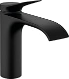 hansgrohe Waschtischarmatur Vivenis, Wasserhahn Bad mit Auslaufhöhe 110mm, mit Zugstange, Badarmatur wassersparend, Mattschwarz