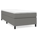 Tidyard Boxspringbett mit Matratze Polsterbett Bettgestell Bett Hotelbett Bettrahmen Lattenrost Schlafzimmerbett Bettrahmen Schlafzimmermöbel Jugendbett 90 x 200 x 5 cm (B x L x H) Stoff Dunkelgrau