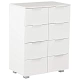 Aufbewahrungsschrank Sideboard weiß Hochglanz Finish mit 8 Schubladen für Schlafzimmer