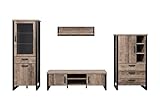 trendteam smart living Wohn-Kombination, Braun, Schwarz, 353 x 195 x 45 cm