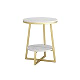 Lässiger Balkon-Couchtisch, runder Beistelltisch aus doppellagigem Marmor für Zuhause, Hotel, Schlafzimmer, Nachttisch, Café, Zeitungsständer (Größe: 40 x 40 x 55 cm, Farbe: A)