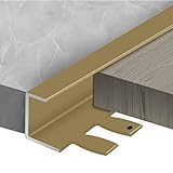 TONZN Übergangsprofil, 4,8 mm, extra schmaler goldfarbener Bodenübergangsstreifen, robuster Aluminium-Kantenzierstreifen für Holzböden/Treppenstufen, wasserdicht ()