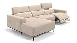 sofanella - Eckcouch Teramo Ecksofa Wohnlandschaft Stoffsofa - Creme S: 260 Breite x 101 Tiefe