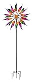 CIM Metall Windrad - Kinetic Spinner Twisted Flower - Gesamthöhe: 216cm Windrad-Durchmesser: 30cm/53cm/81cm -wetterfest und UV-beständig - Gartendekoration mit Standstab - Gartenstecker …