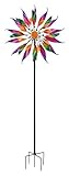 CIM Metall Windrad - Kinetic Spinner Twisted Flower - Gesamthöhe: 216cm Windrad-Durchmesser: 30cm/53cm/81cm -wetterfest und UV-beständig - Gartendekoration mit Standstab - Gartenstecker …