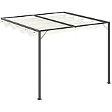 Outsunny Pergola Pavillon 3 x 3 m Gartenpavillon BBQ-Pavillon mit Stoffdach Terassenüberdach wetterfest Wand Anbau Metall Polyester Cremeweiß