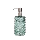 Flüssigseifenspender 14.08oz Glas Seifenspender Küche Seifenspender mit Edelstahlpumpen Nachfüllbare Flüssigseifenspender for Badezimmer Küche Hotel Pumpseifenspender