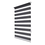 Brillant Doppelrollo ohne Bohren Klemmfix Fenster Rollos für innen Duo Rollos 110 x 150 cm Stoffbreite 106 cm Dark Grau Gardinen Jalousien Klemmrollo Zebra Rollo Verdunkelung