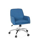 hjh OFFICE 670959 Retro Sessel Shake 400 Stoff Blau Bürosessel, Jugenddrehstuhl mit Rollen, höhenverstellbar