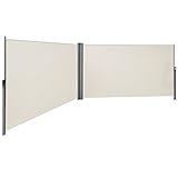SONGMICS Doppelseitenmarkise, ausziehbar, 1,8 x 6 m (H x L), ausziehbare Seitenmarkise, Sichtschutz, Sonnenschutz, Seitenrollo, für Balkon, Terrasse und Garten, beige GSA360E