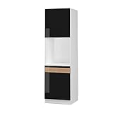 Vicco Herdhochschrank Küchenschrank Küchenmöbel Fame-Line Weiß Schwarz Eiche 60 cm modern Hochglanz