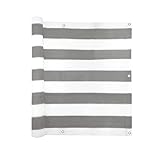 jarolift Balkonbespannung Basic, Balkon Sichtschutz Windschutz Sonnenschutz Balkon-Verkleidung, Atmungsaktiv, 500 x 90cm (24 Ösen) Grau - Weiß