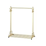 Garderobenständer Kleiderständer Boden Schlafzimmer Einfache minimalistische Garderobe Home Single Rod Type Wäscheständer Gold Black Floor Type Coat Rack Kleidungsstätterhalter (Color : Gold, Size :