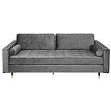 invicta INTERIOR Elegantes Design Sofa Cozy Velvet 220cm grau Samt Federkern 3er-Sofa Couch