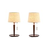TEmkin Einfache nordische Schreibtisch-Tischlampe, Nachttischlampe im Zweier-Set, Massivholz, einfache Moderne kreative Zweiteilige Tischlampe, warme japanische kleine Leselampe