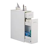 Relaxdays, weiß Nischenschrank, 2 Schubladen, für Bad, Küche, Wohnzimmer, platzsparendes Nischenregal, HBT 61,5x20x45 cm, 80% Faserplatte, 1 Stück