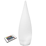 @tec LED Bodenlampe/Stehlampe 80cm hoch, Kegelleuchte, Kegel Tropfenförmig, 16 Farben mit Farbwechsel, kabellos inkl. Fernbedienung Weiß