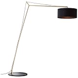 Brilliant Annice Bogenstandleuchte 1,93m schwarz matt/messing gebürstet, Metall/Textil, 1x LED, E27, 10 W