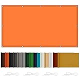 Rechteckig Sonnensegel Wasserdicht 2x8m(6.6x26.2ft) Sonnenschutz Netz Balkonverkleidung Sichtschutz inkl Befestigungsseile für Patio Hinterhof Rasengarten, Orange