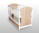 Dedstore-Baby Babybett mit Matratze 120x60 cm Höhenverstellbar - Babybett Komplett Set - Beistellbett Baby Weiß - Holz Baby Bett - Kinderbett - Babybetten - Bett Baby - Baby Bed