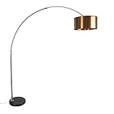 Qazqa - Modern Bogenlampe Lampenschirm Kupfer 50 cm - XXL I Wohnzimmer - Metall Länglich - LED geeignet E27