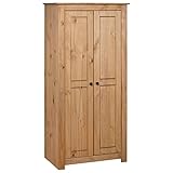 vidaXL Panama-Kiefer Massiv Kleiderschrank mit 2 Fächern 1 Kleiderstange Garderobenschrank Schlafzimmerschrank Schrank 80x50x171,5cm