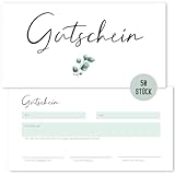 Things of Happiness Blanko Gutscheine zum Ausfüllen (50 Stück) | Geschenkgutschein für Nagelstudio, Friseur, Massage, Kosmetik, etc. (Eucalyptus)