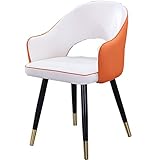 SAFWEL Sessel Esszimmerstühle Beistellstuhl aus Kunstleder zum Pub, Café Haus möbel Metallbeine Tragend 150kg (Color : Orange)