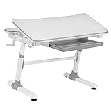 HOKO® Ergo-Work-Table Study COMPAKT. Manuell höhenverstellbar Kinderschreibtisch mit Verstellbarer Tischplatte, Weiß. Ergonomisches Sitzen für Kinder