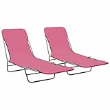 HomeMiYN Sonnenliege klappbarer Liegestuhl 2 STK. Stahl und Stoff Gartenliege Wetterfest Rückenlehne Klappbar Relaxliege für den Garten Balkon Pool Terrasse Rosa