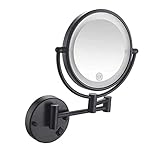 8-Zoll-10-fache Vergrößerung mit LED-Licht, Wand-Badezimmerspiegel, Wand-Schminkspiegel, erweitert auf 17 Zoll, Stromversorgung über USB-Aufladung, for Badezimmer, Hotels, Chrom ( Color : Blackbronze