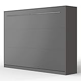 SMARTBett Standard 90x200 120x200 140x200 160x200 Komfort Lattenrost | ausklappbares Wandbett, Wandklappbett fürs Gästezimmer, Büro, Wohnzimmer, Schlafzimmer 140x200 Horizontal Komfort Anthrazit