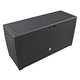 Casaria Auflagenbox 310 Liter Haltegriffe UV-Beständigkeit Rollbar 119x48x60cm Garten Terrasse Balkon Truhe Gartenbox Kissen Rattan-Optik Anthrazit