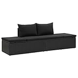 vidaXL Sonnenliege mit Auflage Gartenliege Relaxliege Sofa Liege Gartenmöbel Chaiselongue Gartenbank Gartensofa Poly Rattan Schwarz